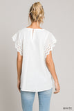 Women's Eyelet Lace Sleeve Detailed Top