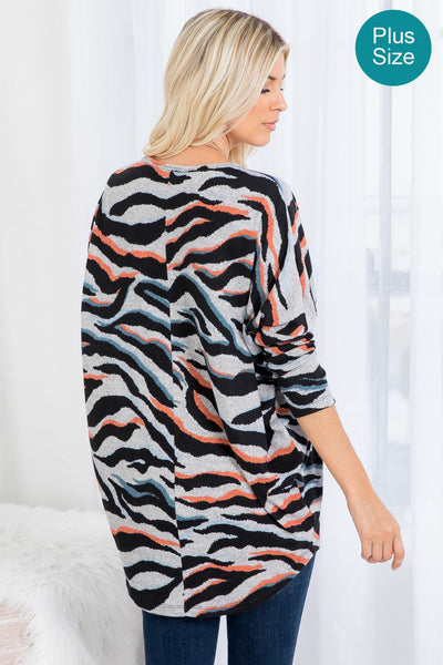 Plus Size Dolman Printed Top