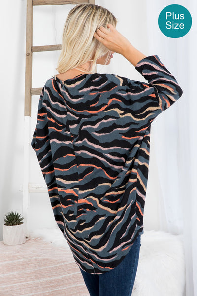 Plus Size Dolman Printed Top