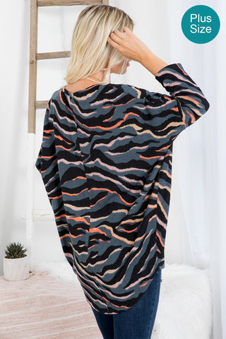 Plus Size Dolman Printed Top
