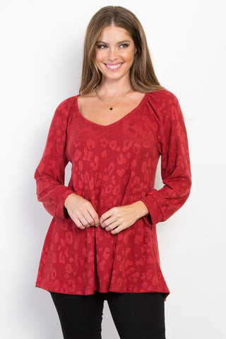 Long Sleeve Leo Print Top