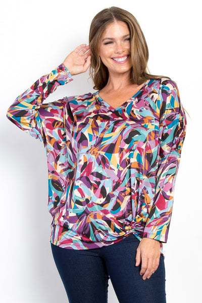 Long Sleeve Print w/Front Side Twist