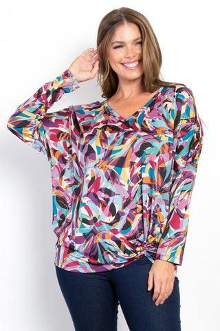 Long Sleeve Print w/Front Side Twist