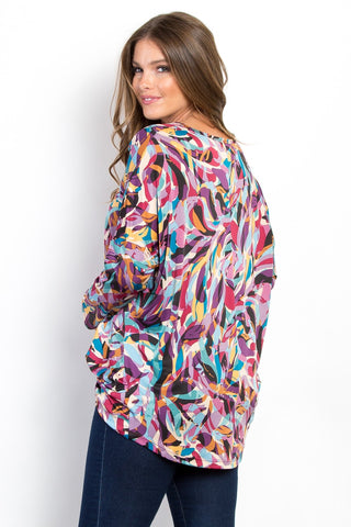 Long Sleeve Print w/Front Side Twist