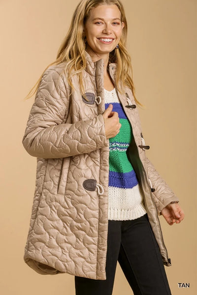 Tan Quilted Zip Up Jacket