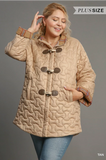 Plus Size Tan Quilted Zip Up Jacket