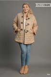 Plus Size Tan Quilted Zip Up Jacket