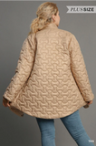 Plus Size Tan Quilted Zip Up Jacket