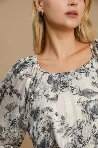 Lurex Floral Print Top