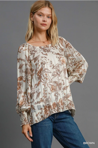 Lurex Floral Print Top