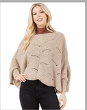 Scalloped Hem Cropped Poncho