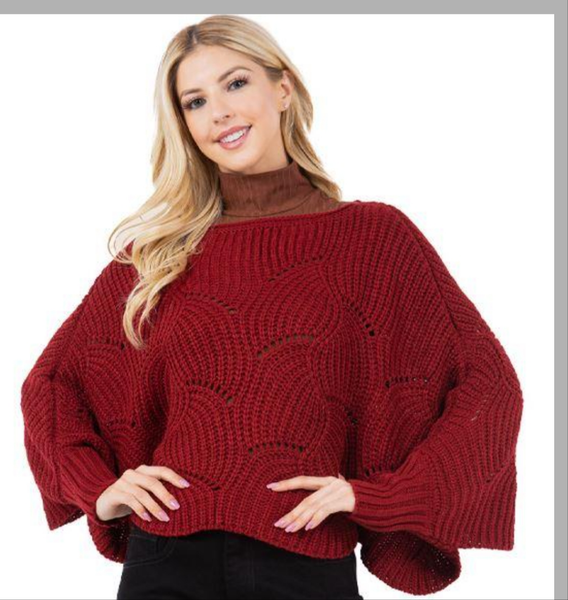 Scalloped Hem Cropped Poncho