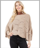 Scalloped Hem Cropped Poncho