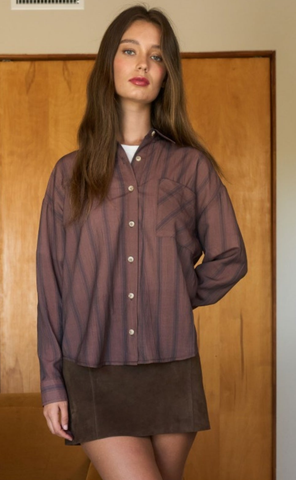Stripe Print Button Down