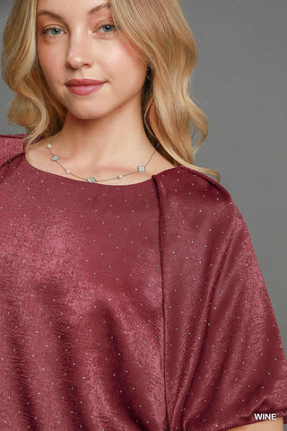 Rhinestone Satin Round Neck