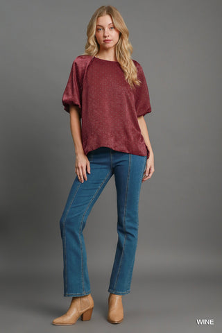 Rhinestone Satin Round Neck