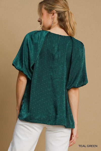 Rhinestone Satin Round Neck