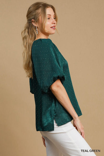 Rhinestone Satin Round Neck