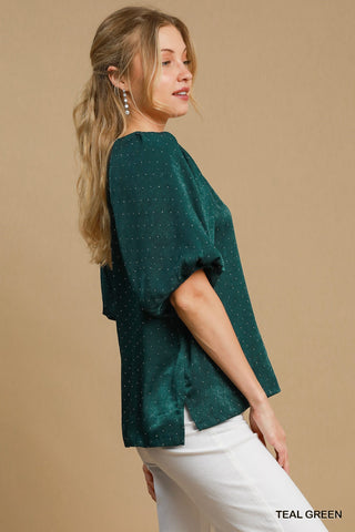 Rhinestone Satin Round Neck