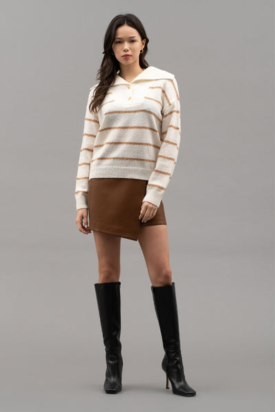 Stripe Sweater w/Folded Neck