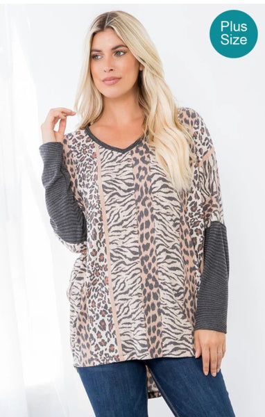 Plus Size Safari Peko Top