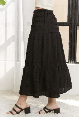Textured Tiered Midi Skirt