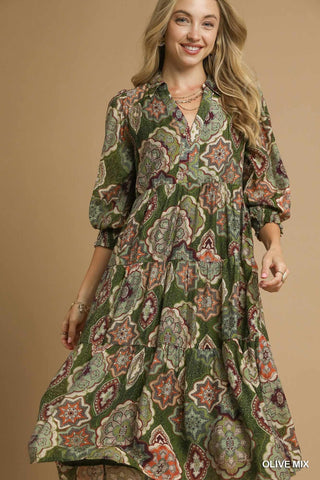 Boho Print Midi Dress