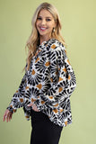 Long-Sleeve Black/White W/self Tie Tassel