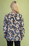 Long-Sleeve Black/White W/self Tie Tassel