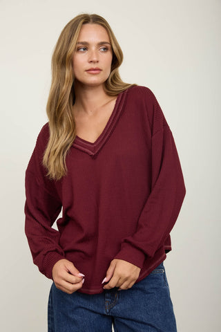 V-Neck Ribbed Top