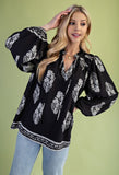 Printed Long-Sleeve Self-Tie