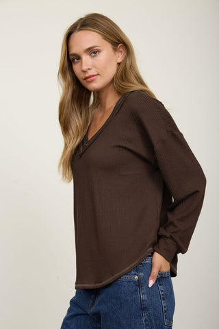 V-Neck Ribbed Top