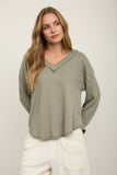 V-Neck Ribbed Top