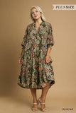 Plus Size Boho Print Midi Dress