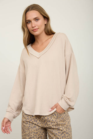 V-Neck Ribbed Top