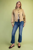 Collared Eyelet Hem Jacket