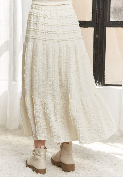 Textured Tiered Midi Skirt