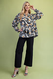 Long-Sleeve Black/White W/self Tie Tassel