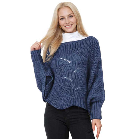 Scalloped Hem Cropped Poncho