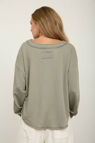 V-Neck Ribbed Top