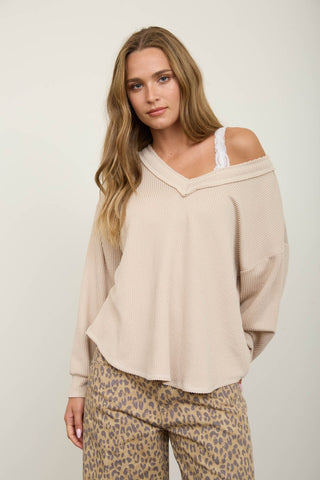V-Neck Ribbed Top
