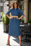 Denim Midi Dress W/Belt