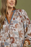 Floral Print W/Color Block