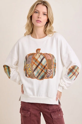 Plus Size Patchwork Sweatshirt