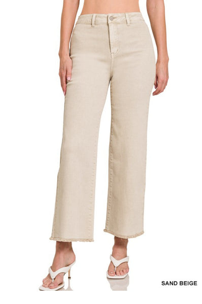 Acid-washed Frayed Denim 28" Length