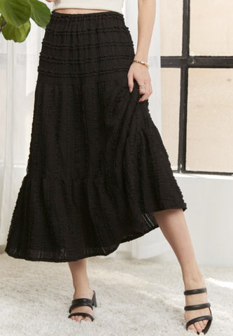 Textured Tiered Midi Skirt