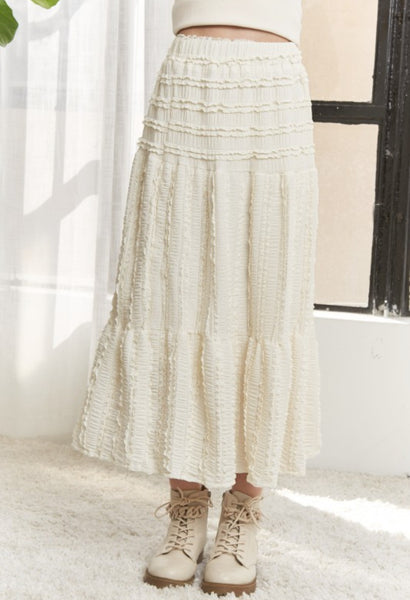 Textured Tiered Midi Skirt