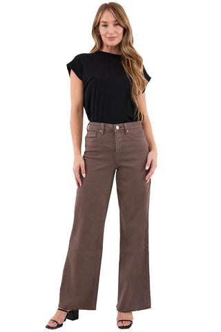 Chloe High Rise Frayed Wide Leg Pants