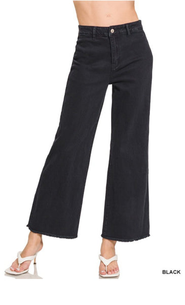 Acid-washed Frayed Denim 28" Length