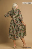 Plus Size Boho Print Midi Dress